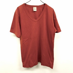 クオドロ オルソー quadro ALSO Tシャツ カットソー 無地 Vネック 半袖 日本製 綿100% コットン 2 ヘザーオレンジブラウン系 茶系 メンズ