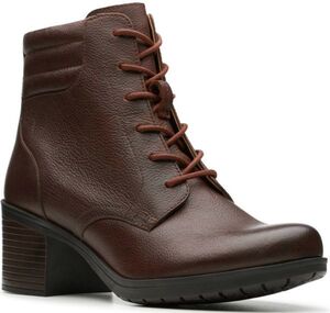 送料無料 Clarks 25cm レースアップ ブーツ ブラウン マホガニー レザー ブロック ヒール ローファー スニーカー パンプス AAA185