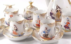 ∇花∇【マイセン/MEISSEN】傑作 H.ヴェルナーデザイン アラビアンナイト モカセット カップ＆ソーサー・ポット等15点 大マイセン展278万円