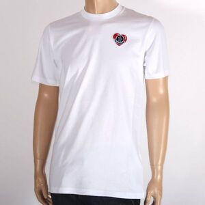 【CU】MONCLER モンクレール Tシャツ ホワイト 8C00021 8390T 00A 【L】ハート ロゴ ワッペンクルーネック トップス 半袖【新品・正規品