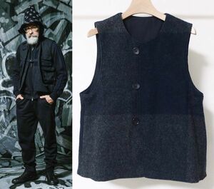 Engineered Garments エンジニアードガーメンツ Over Vest Big Plaid Melton / Nyco Ripstop オーバー ベスト S リバーシブル