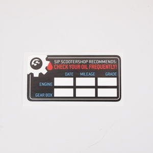 Sticker SIP -CHECK YOUR OIL FREQUENTLY!- ベスパ等のオイル交換チェックシール ステッカー Vespa GTS GT LX S オートマ Sprint Primavera
