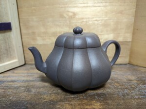 中国 宜興 紫泥 天青泥 六角形 急須 茶壺 茶壷 茶銚 中国茶器 煎茶道具 中国美術 唐物 中国宜興 紫砂