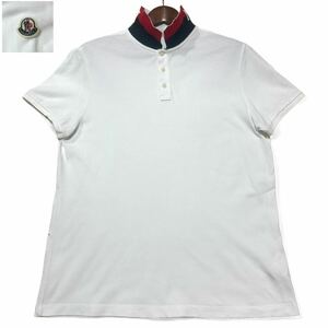 【XLサイズ】 MONCLER モンクレール ポロシャツ 半袖 Tシャツ 襟ロゴ マグリア 鹿の子 白 ホワイト