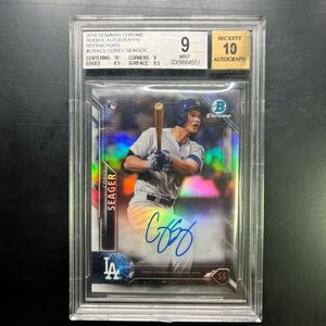 443/499 Corey Seager RC 2016 Bowman Chrome Rookie Autographs Refractors Auto 直筆サインカード MINT Beckett 10 Dodgers ドジャース