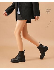 XX-WZNX- 618 黒 36サイズ23.cm程度【新品未使用】 新しいトレンド冬の女性マルティンス靴ひも丸頭柔らかい厚底英倫風