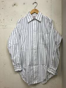 90s brooks brothers USA製 ストライプコットン長袖シャツ 15.5-2 M 白紺