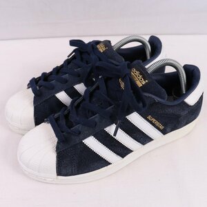 SUPERSTAR SUEDE 25.0cm/adidas スーパースター アディダス スニーカー 紺 ネイビー 白 金ベロ 中古 古着 メンズ ad5415