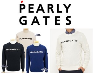 ‡新品正規　PEARLY GATES パーリーゲイツピュアカシミヤ メンズクルーネックセーター053-2270001サイズ4カラーホワイト定価35,200円