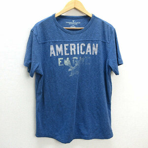 z■アメリカンイーグル/AMERICANEAGLE OUTFITTERS プリントTシャツ【L】青/men