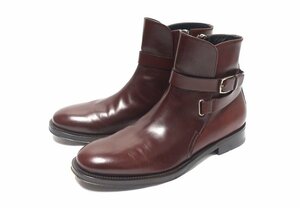 美品 Salvatore Ferragamo フェラガモ ジョッパーブーツ シューズ カーフ レザー ダークブラウン メンズ 6 1/2 EE