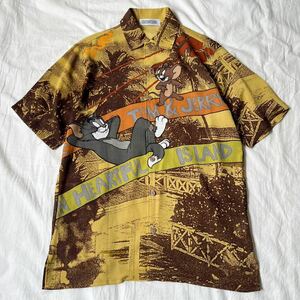 【希少】vintage ビンテージ　トムとジェリー　総柄　シャツ　アロハシャツ　ポリシャツ