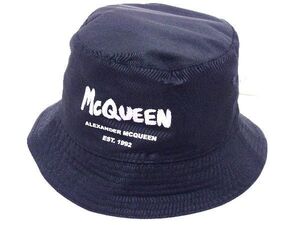 ■新品■未使用■ ALEXANDER McQUEEN アレキサンダー マックイーン ポリエステル100％ バケットハット 帽子 サイズM ブラック系 AP9676