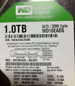 【中古】 Western Digital HDD 3.5inc 1TB