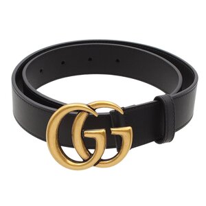 ★H2114 未使用!! グッチ GGマーモント レザー ベルト 70・28 幅3.0cm 414516 ブラック ゴールド金具 GUCCI レディース★