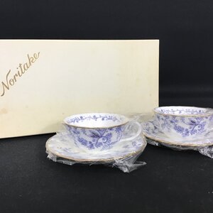 ★1円スタート★　Noritake　ノリタケ　ボーンチャイナ　BLUE SORRENTINO　カップ&ソーサー×2　未使用品【同梱不可/売り切り/12-116】