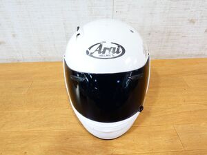 (MM-11)◇Arai アライ QUANTUM-J ホワイト フルフェイス ヘルメット 57-58サイズ 16年製 シルバー ジャンク品＠100