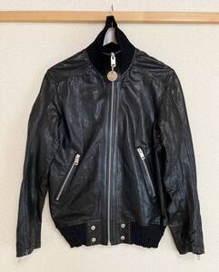 美品☆[DIESEL] 定価118,800 L-DAVIDOV ベジタブルタンニン鞣し シングルライダース レザージャケット S 羊革 ブラック ディーゼル