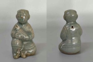 ■観心・時代旧蔵■C326珍品旧蔵 朝鮮 高麗磁 朝鮮古陶磁器 古高麗 李朝時代 高麗青磁童子水滴