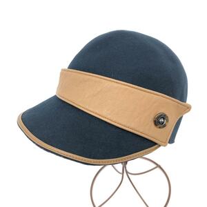良好◆CA4LA カシラ キャスケット ◆ ネイビー ウール×合皮 レディース 帽子 ハット hat 服飾小物