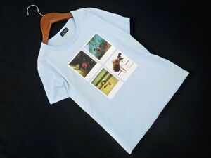 ネコポスOK ARMANI JEANS アルマーニジーンズ プリント Tシャツ size40/水色 ■◆ ☆ eec0 レディース