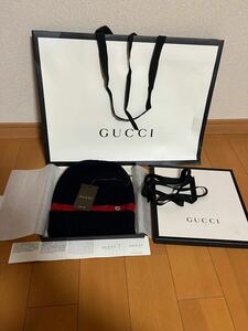 GUCCI グッチ ニット帽 ビーニー ネイビー Mサイズ