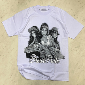 LA発 【L】 BrownPride ブラウンプライド Patrona アンダーグラウンド グラフィック ヘビーウェイト Tシャツ 白 チカーノ ローライダー