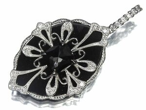 OZ12284SS【1円～】新品【RK宝石】極上ブラックダイヤモンド 特大1.218ct!! クリアダイヤ オニキス K18WG 高級ペンダントヘッド ネックレス