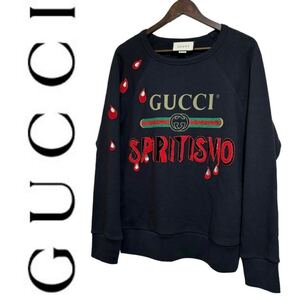 ★極美品★ GUCCI グッチ トレーナー #S オールドロゴ ブラック スウェット