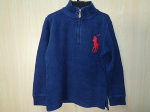 b1164◆POLO by Ralph Lauren ハーフジップコットンニット◆ポロラルフローレン size:6 キッズ ワンポイントポニー ゆうパケット発送