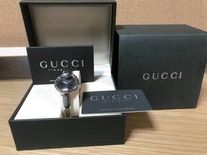 箱カード付き美品ほぼ未使用グッチGUCCI銀色ブレス型腕時計本物￥500から