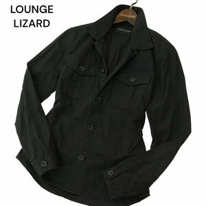 LOUNGE LIZARD ラウンジリザード 通年 長袖 スリム★ ワーク シャツ ジャケット Sz.1　メンズ 黒 日本製　A4T07882_7#C