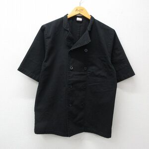 M/古着 ディッキーズ Dickies 半袖 ワーク シャツ メンズ 開襟 オープンカラー 黒 ブラック 24jul30 中古 トップス