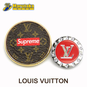 送料無料 ルイ・ヴィトン シュプリーム コラボ ピンバッチ 2個セット MP2076 LOUIS VUITTON×Supreme ブローチ