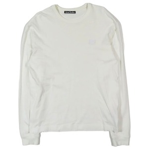 アクネ ストゥディオズ Acne Studios NASH FACE フェイス パッチ ロゴ Tシャツ カットソー クルーネック 長袖 プルオーバー トップス XS 白