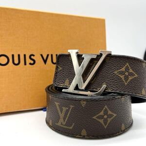 美品／高級　LOUIS VUITTON　ルイヴィトン モノグラム サンチュール ブラウン シルバー　95サイズ　メンズ　LV　ロゴ　総柄　レザー