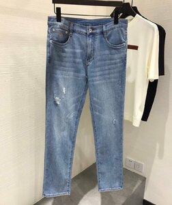 BRUNELLO CUCINELLI ブルネロ クチネリ メンズデニムパンツ W31 ジーンズ ロング丈 ブルー ウォッシュ加工 カジュアル 綿