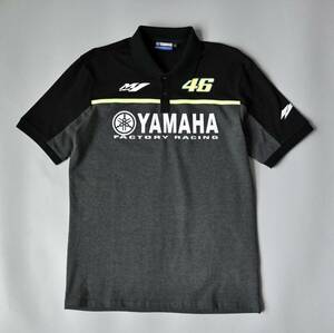 １ウォッシュ程度【YAMAHA FACTORY RACING ヴァレンティーノ・ロッシモデル 黒×チャコールコットンポロシャツ 表記XL トルコ製】ヤマハ