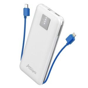 ★送料無料★ モバイルバッテリー PD20W 【 ケーブル内蔵*4台同時充電】あお　10000mAh