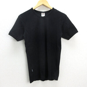 G■アヴィレックス/AVIREX 半袖リブTシャツ/Vネック【M】黒/men