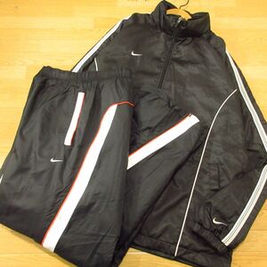 ◎使用少なめ！L 上下セット！NIKE ナイキ◆厚手 裏起毛 中綿 ウィンドブレーカー ジャケット&パンツ 防寒 秋冬！◆メンズ 黒◆BA1400