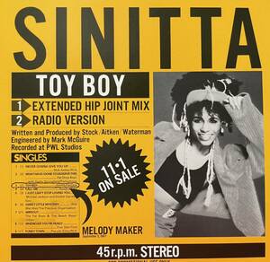 国内プロモ盤 SINITTA / Toy Boy (Extended Hip Joint Mix) 12inch盤その他にもプロモーション盤 レア盤 人気レコード 多数出品。