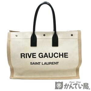 20219 SAINT LAURENT【サンローラン】RIVE CAUCHE リヴゴーシュ トートバッグ キャンバス レザー レディース 499290【中古】USED-AB