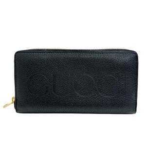 GUCCI/グッチ 658691 ロゴ ジップアラウンドウォレット 長財布 レザー ブラック ユニセックス