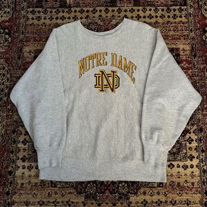 80s champion “NOTRE DAME” リバースウィーブ グッドプリント ビンテージスウェット XL トリコタグ 目無し 検 単色 501XX USAFA 後付け