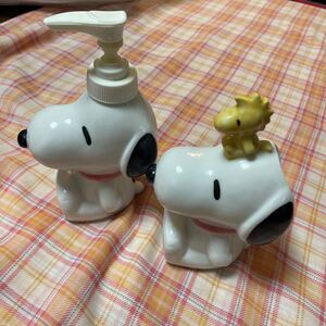 スヌーピー　SNOOPY ディスペンサー　陶器　物入れ　　UFS 当時物　インテリア　置物　ウッドストック　2個セット　ヴィンテージ