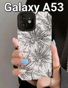 Galaxya53ケース　モノトーン　お花　オシャレ　線画　シンプル　韓国