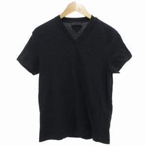 プラダ PRADA Tシャツ カットソー 半袖 三角パッチ S 黒 ブラック /BL 0725 ■GY09 メンズ