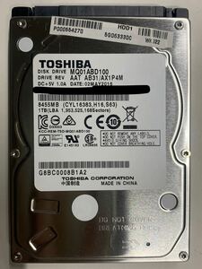 使用時間 190時間 正常 TOSHIBA MQ01ABD100 1000GB 1TB n20240607-5