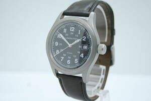 【美品 保証付 動作確認済】HAMILTON KHAKI ハミルトン カーキ H684812 Quartz Date Black Dial クオーツ デイト メンズ時計 #T223